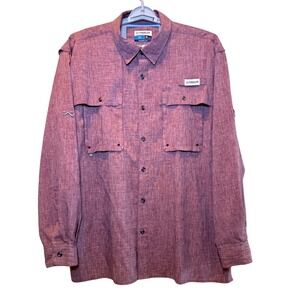 Magellan Outdoors Fish Gear Shirt Mens XL Relaxed Fit Long Sleeve Red Heathered